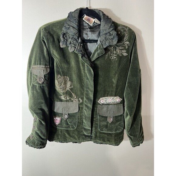 Mrs. Pepper Blazer Jacket Velour Coat Shabby Ranger Chic Hippie Pockets Small - Picture 1 of 16